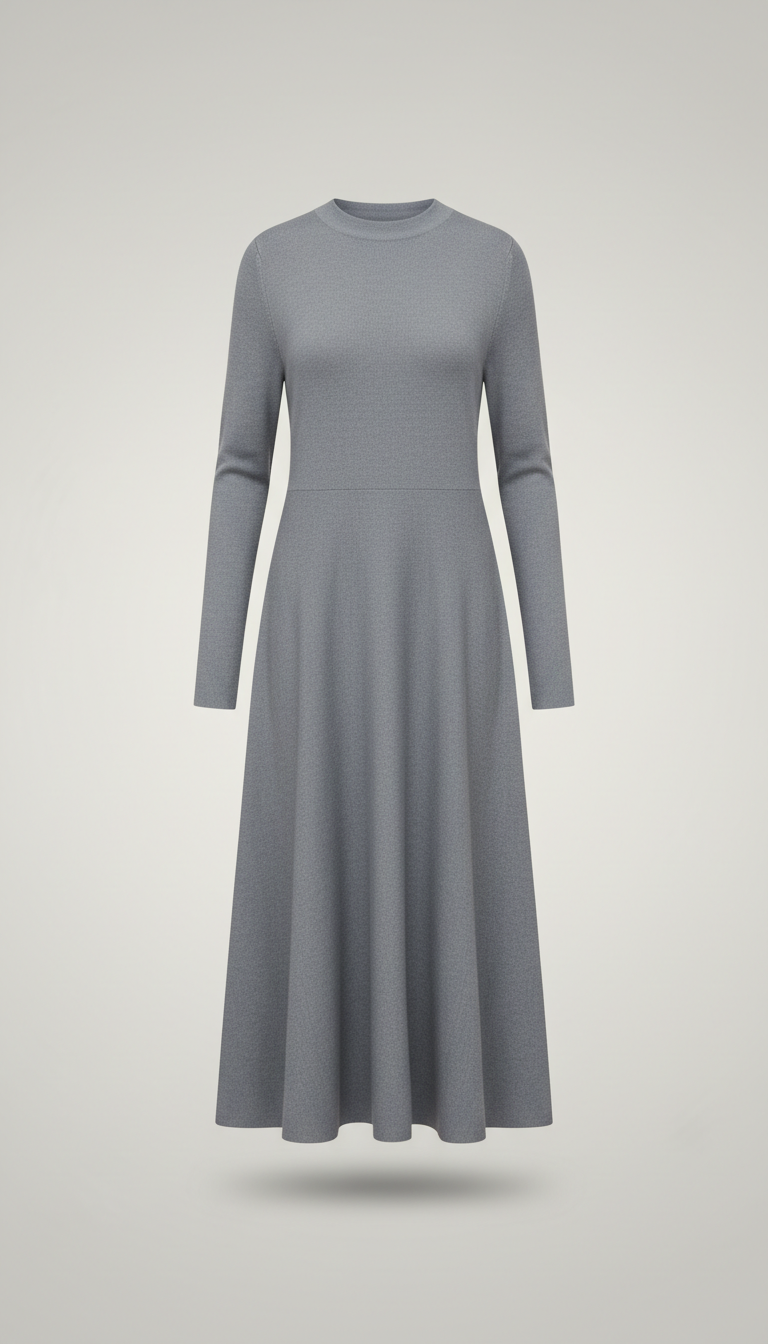 Mist Grey Knit Midi Dress
