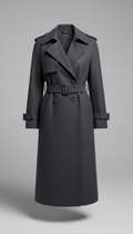 Deep Graphite Structured Trench Coat