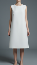 Sleeveless shift dress in concrete white