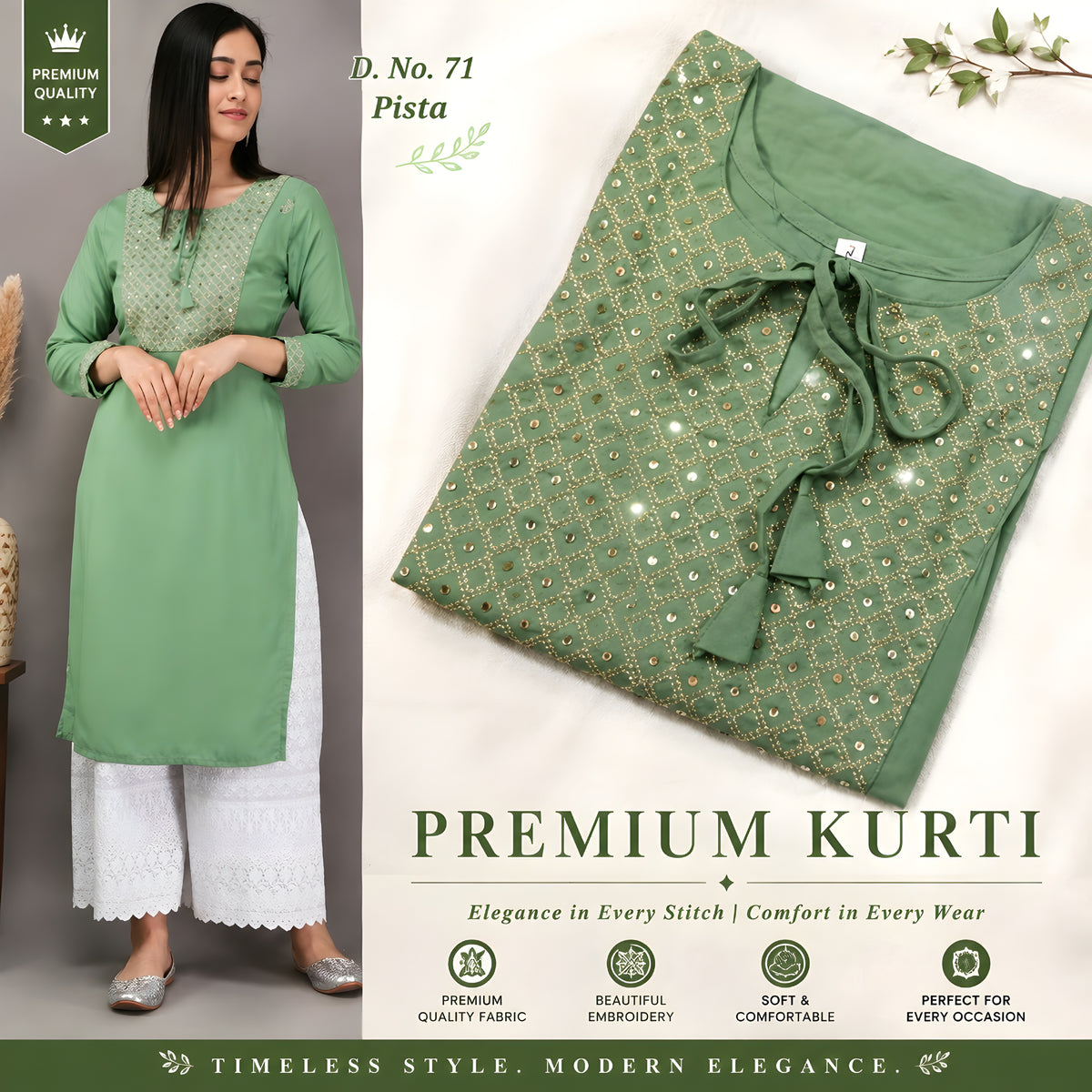 Premium Maroon Embroidered Kurti | Elegant Women’s Ethnic Wear