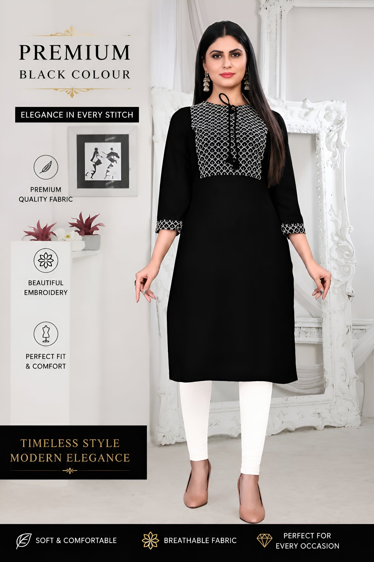 Premium Maroon Embroidered Kurti | Elegant Women’s Ethnic Wear