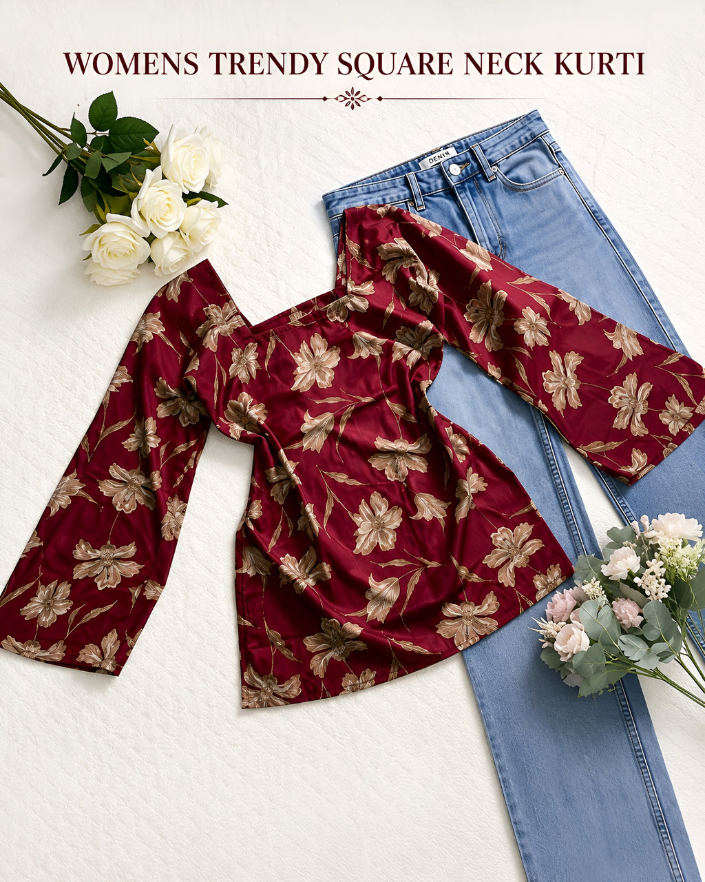 Women's Trendy Square Neck Kurti